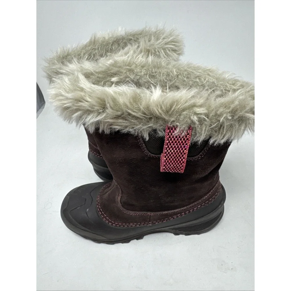 The North Face Boots Girls Youth 4 Snow Winter Shearling Brown Rubber  Pull On